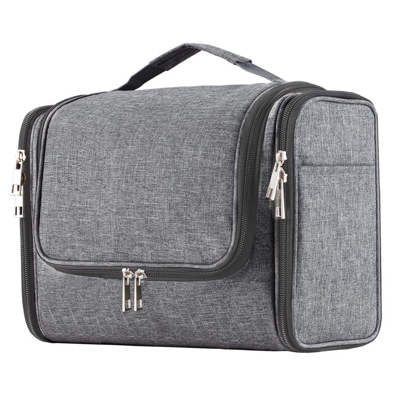 Buruis Large Toiletry Bag for Women and Men, Hanging Travel Bag for Makeup, Cosmetics, Shaving, Toiletries, Water-Resistant Dopp Kit for Gym, Camping, or Daily Use, Oxford Gray - Image 1